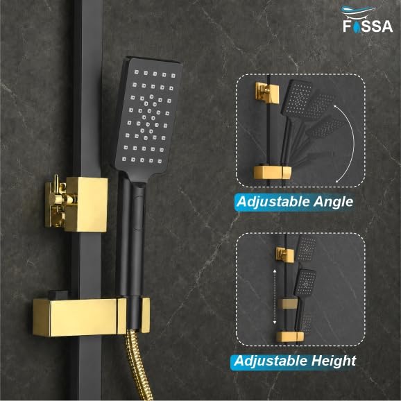 Fossa Aspire Shower Black Gold Wall Mounted 4-Function Brass