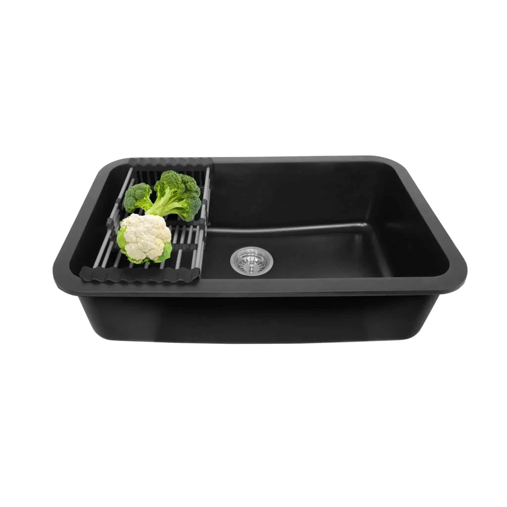 Quartz Kitchen Sink Single Bowl Black (30×19x9 Inches) – 10-Year Warranty