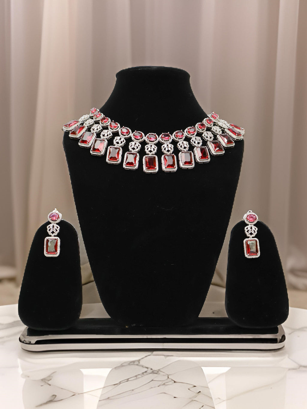 Silver Plated AD Necklace Sets