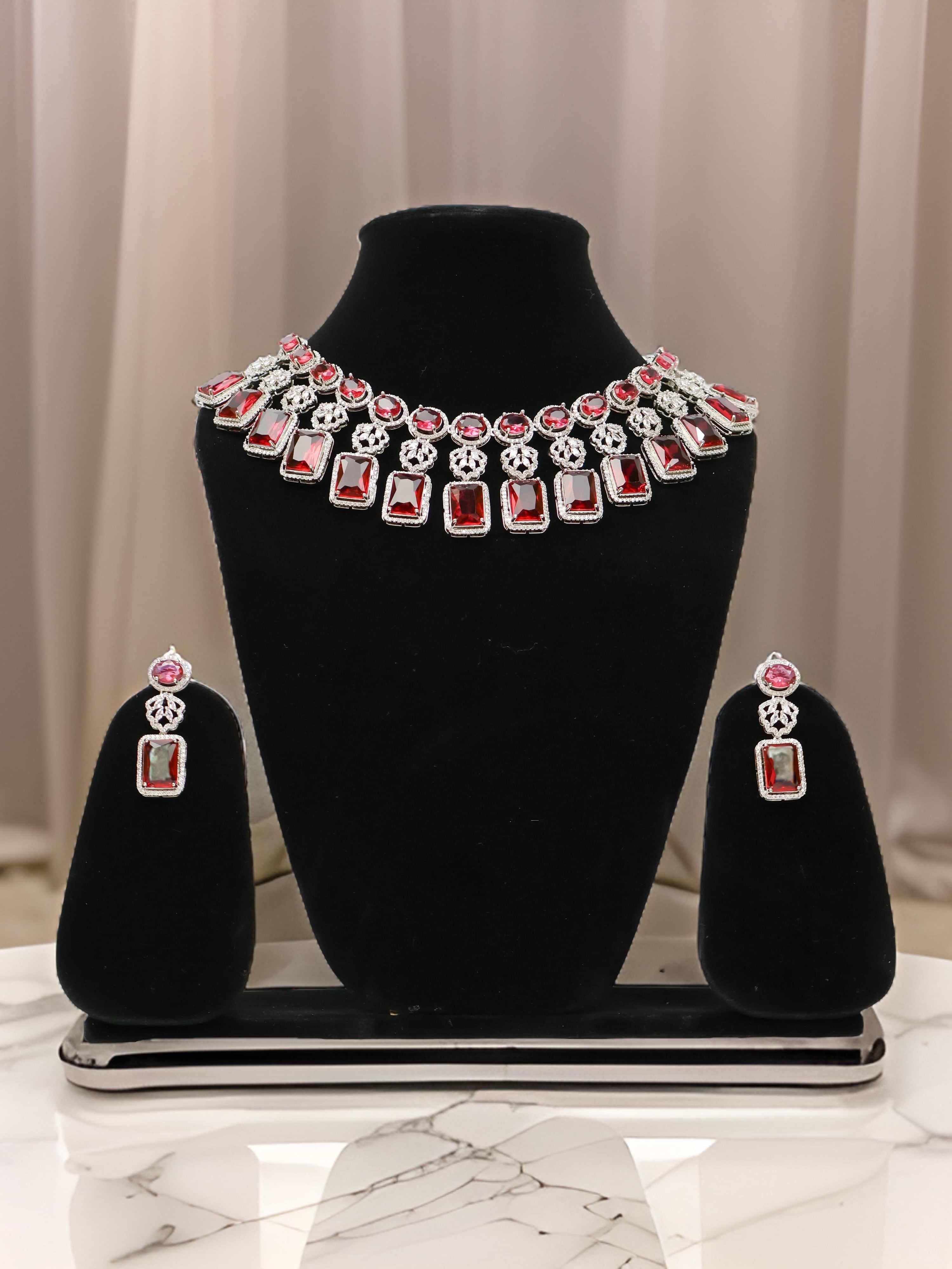 Silver Plated AD Necklace Sets