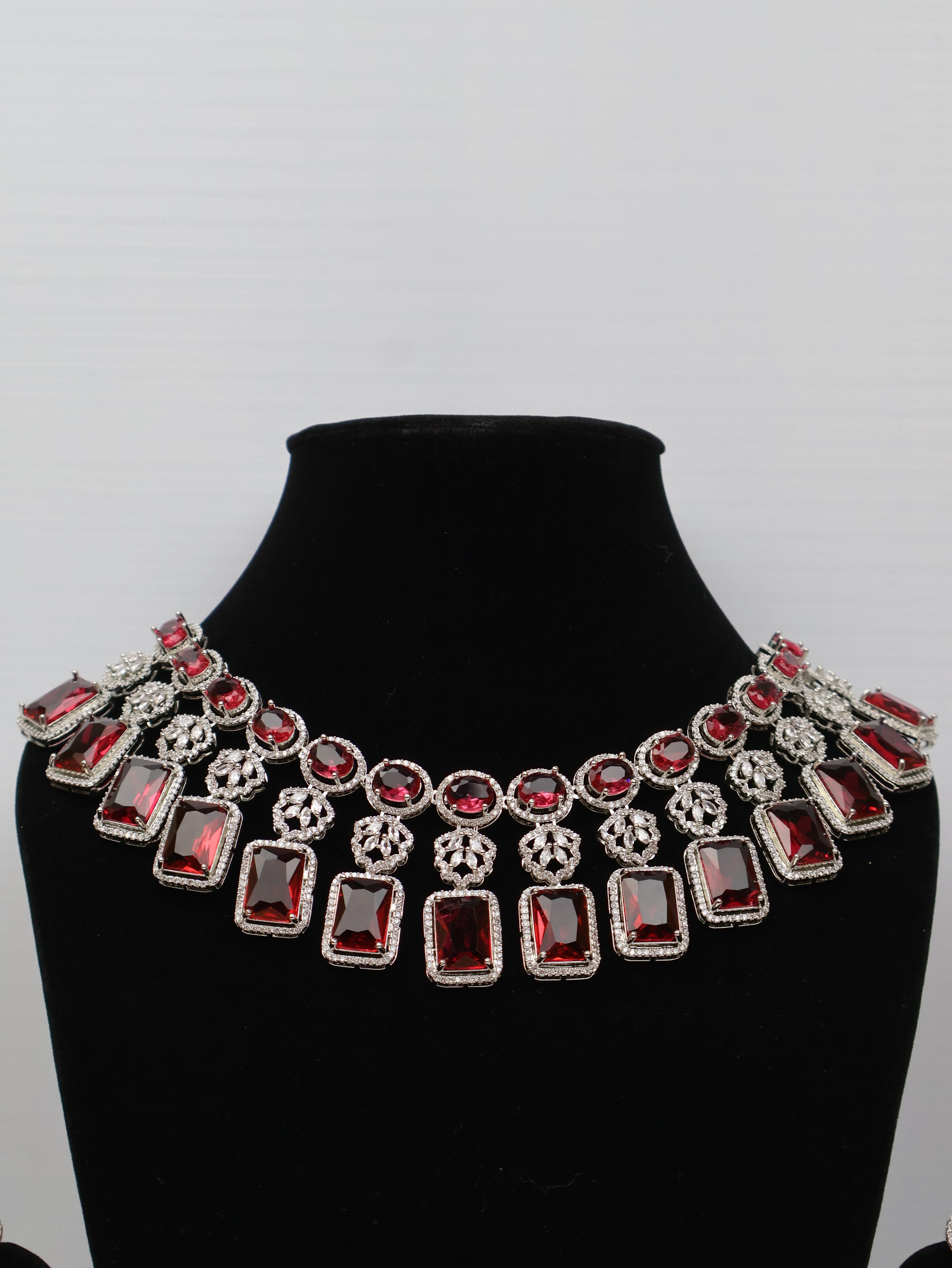 Silver Plated AD Necklace Sets
