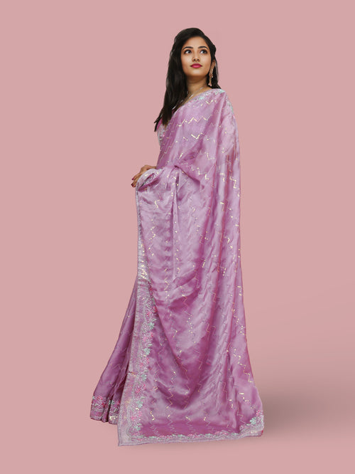 Designer Saree with Embroidery & Zari Thread Work by Shreekama