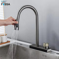 Rainfall Pull Out Four-Flow 360° Hot & Cold Stainless Steel Kitchen Mixer Faucet Black Grey