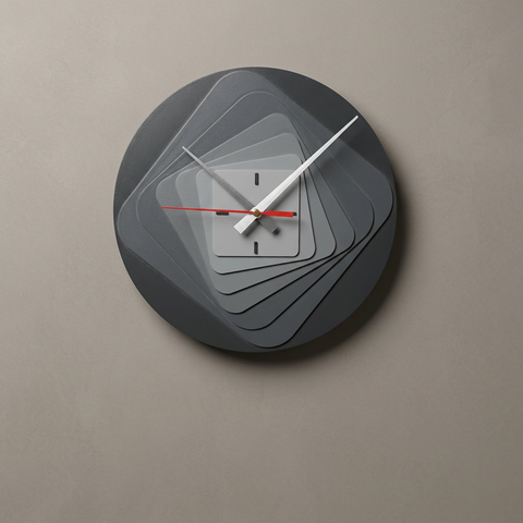 Modern 7-Layer Grey Wooden Wall Clock,