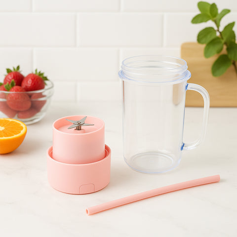Portable USB Rechargeable Juicer With Handle & Straw - 420ml