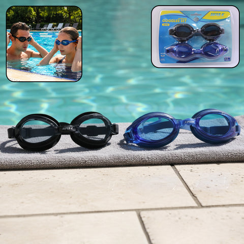 Swimming Goggles Set For Adults & Kids - Anti-Fog & Water-Resistant (2 Pieces)