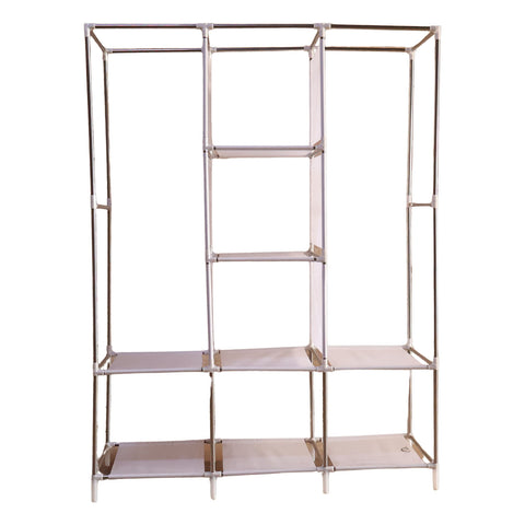 8 Compartment Portable Fabric Wardrobe Closet with Hanging Rods & Storage Shelves