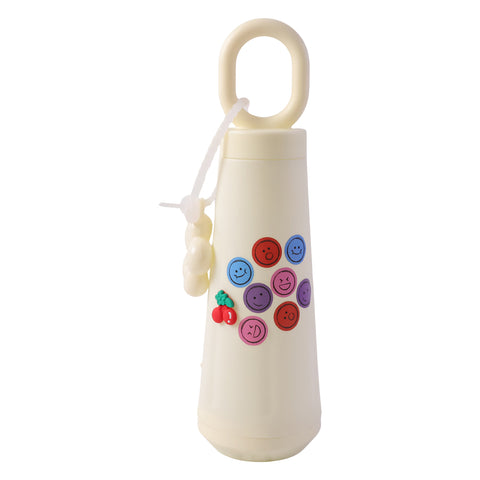 500ml Portable Glass Water Bottle With Smile & Cherry Design