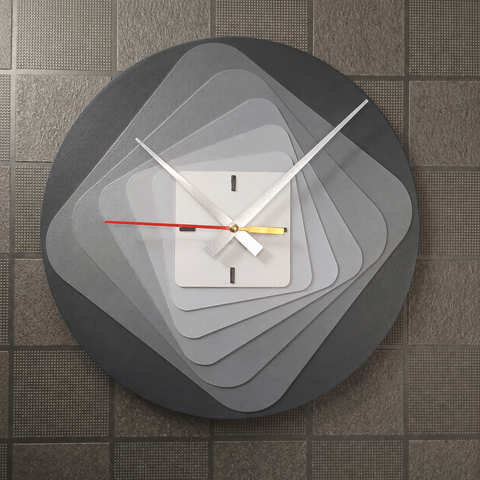 Modern 7-Layer Grey Wooden Wall Clock,